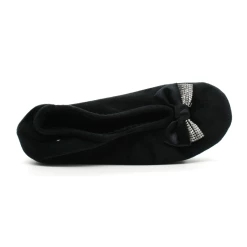 Chaussons Ballerines Femme Isotoner 97345 -Sandales Shop 97345 ball gom velours noir isotoner 4